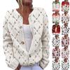 Women's Fashion Christmas Printed Long Sleeve Knitted Cardigan Button Down Jacket