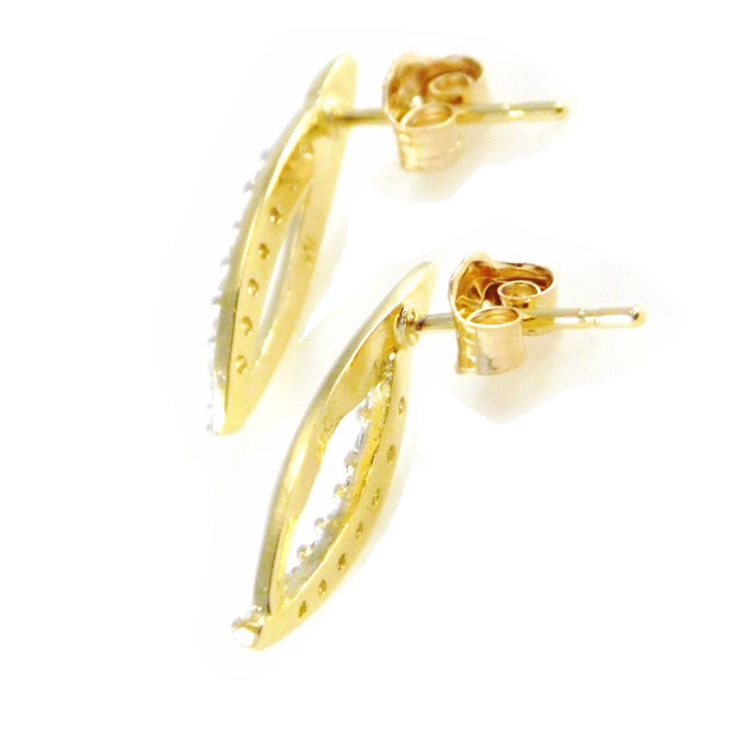 Les Trésors De Lily [F1296] - Gold Plated 'Darling' Earrings Golden White - 6x17 Mm