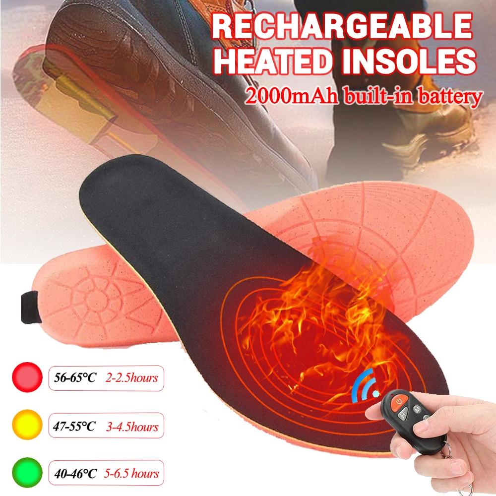 Rechargeable Heated Insoles Washable Waterproof Wireless Warmer 2000mAh High Concentration Low Temperature Battery