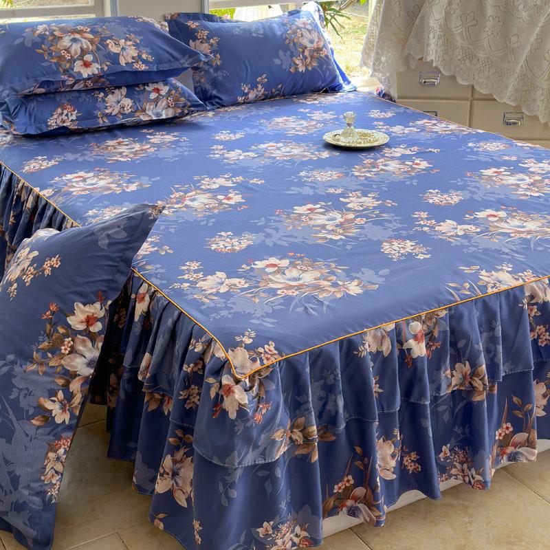 23 Colors Matte Non-slip Bed Skirt Baby Single Twin Full Queen King Size Bed Skirt Mattress Protective Case/Cover Bed Skirt with 2 Pillowcase