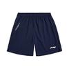 Li Ning Badminton Series Solid Color Mid Waist Drawstring Straight Leg Sports Shorts Unisex Shorts Deep-Navy-Blue AAPU133-4