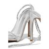 Sexy Peep Toe Women's Stiletto Sandals Luxury Square Head Rhinestone Thin Band Strap Comfort Slim High-Heel Party Shoes