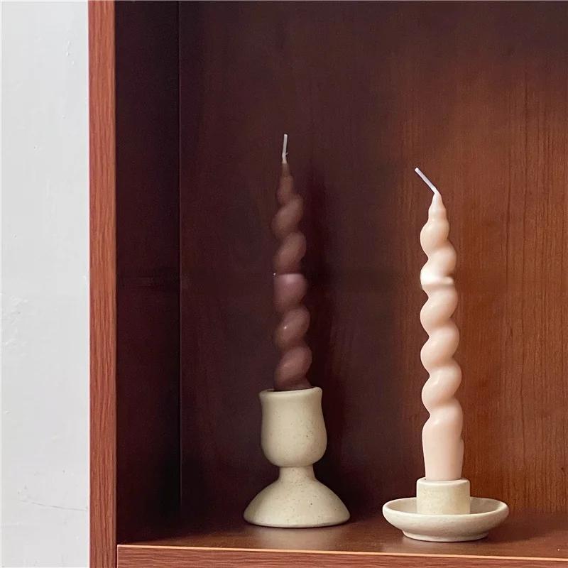 Twist Candles Sented Stick Candle and Candle Holders Ceramic Candle Stand Glass Tealight Candlelistick Wholesale Candles
