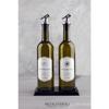 Amber 2 Pcs 750 Ml Olive Oil Oil Bottle With Metal Stand - Glass Oil Set With Wooden Base And Label