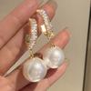 New Fashion Korean Bling Pearl Drop Dangle Earrings for Women Girls Luxury Shinying Zircon Wedding Earrings Jewelry Gift