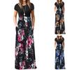 Women Casual Loose Geometric Print Sleeveless Dress Long Skirt
