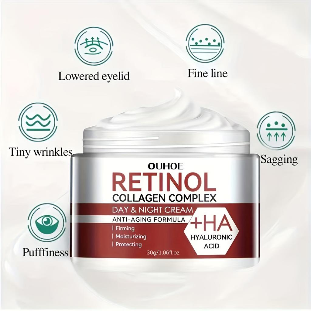 Retinol Collagen Complex Day & Night Cream with Hyaluronic Acid, Deeply Moisturizing Firming Skin and Anti-wrinkle for Daily Facial Skin Care
