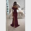 "Women's Sequin Slit Gown - Sexy Polyester Evening Dress"
