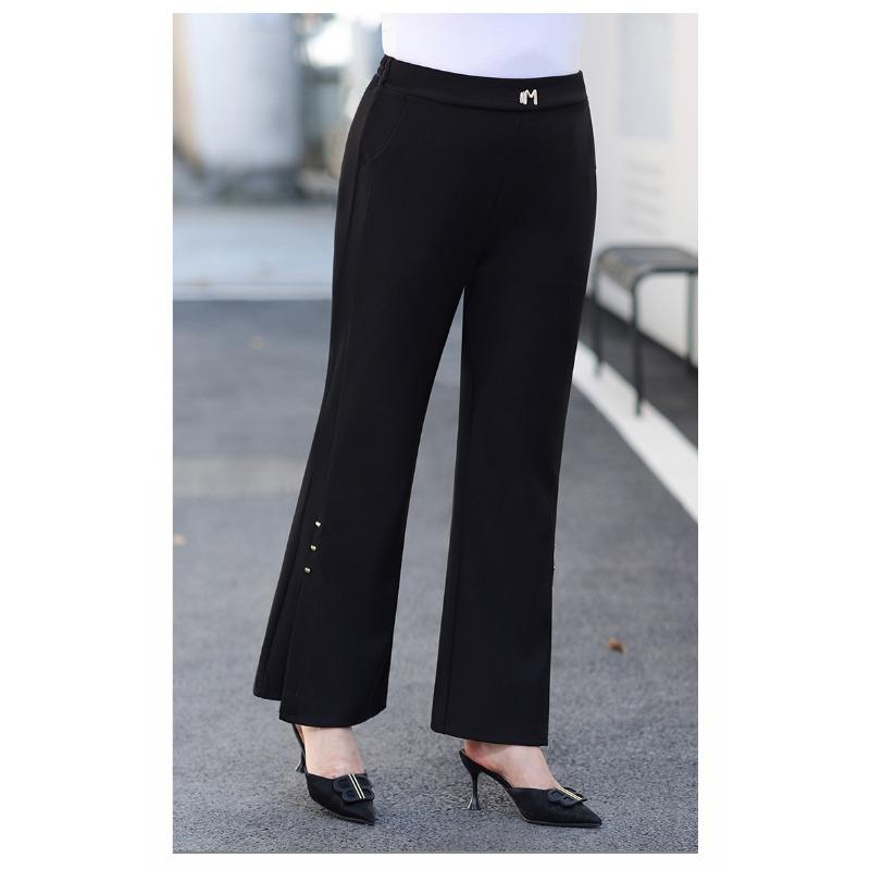 Slightly Flared Pants Loose and Tight Waist Plus-size Women's Wear High-waisted Casual Pants Elegant Spring Wear
