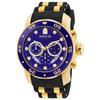 Invicta Pro Diver Quartz Watch, 48mm Case, Gold/Black Stainless Steel with Polyurethane Strap, Blue Dial, Model 6983, Men's