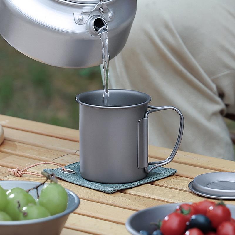 Titanium Cup for Coffee Ware Tea Ware Beer Mug Latte Cup With Lid Original Breakfast Cups Teaware Coffeeware Camping Mug