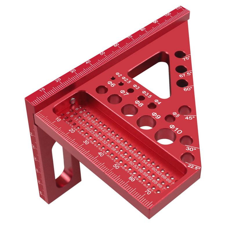Деревообработка Квадратный транспортир Расположение отверстий Треугольные линейки из алюминиевого сплава Разметочный измерительный инструмент 3D-линейка с седловым угольником