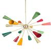 Colorful 16-Arm Italian Mid-Century Stilnovo Style Sputnik Big Chandelier Brass Hanging Pendant Lighting For Living Room, Dining Room