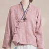 Women's Retro Chinese Embroidered Cotton-Linen Long-Sleeve Hanfu Shirt