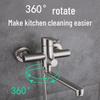 304 Stainless Steel Dual-Use Kitchen Faucet: Hot/Cold, Floor-Standing, Thickened for Vegetable Sink