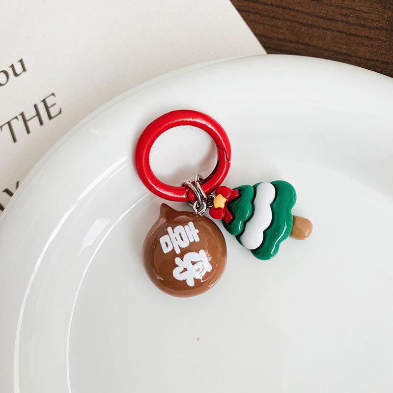 Kawaii Christmas Keychain Cartoon Santa Claus Elk Tree Snowman Pendant Key Ring Backpack Decoration Couple Friends Gifts