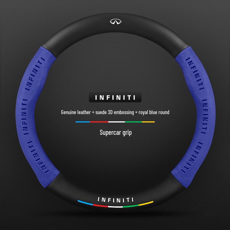 Чехол на руль для специального автомобиля Infiniti - Натуральная кожа, Замша, Углеволокно, Универсальный, Дышащий, Всесезонный
