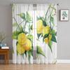 Lemon Watercolor Leaves Sheer Curtains Window Tulle Curtains For Living Room Bedroom For Kitchen Veiling Curtains Decoration
