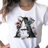 New Women 3D Printed T Shirt Custom Name Letter Combination Print Tshirt Flower Letter Font A B C D E F G Short Sleeve Female Tees Tops