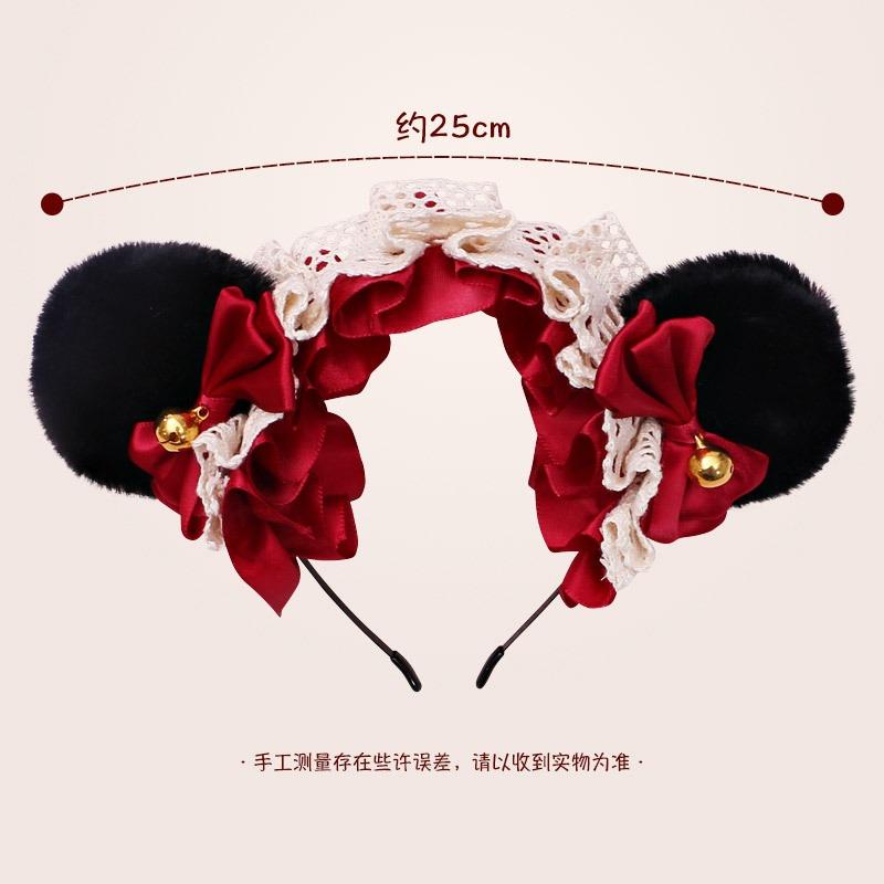A Handmade Olita Animal Ear Headband, Lolita Jewelry, Lace Bear Ear Headband.
