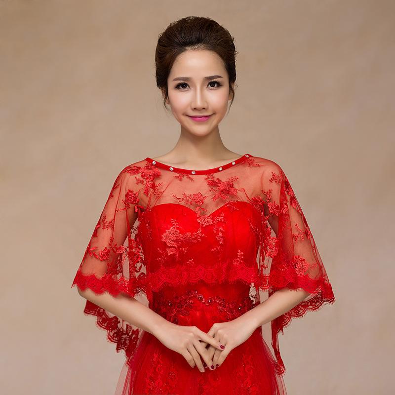 Summer Beige Wedding Lace Appliques Shrug Shawl