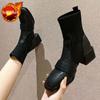 Female Ankle Boots Sock Short Shoes For Women Elastic Booties Brown Footwear Comfortable And Elegant On Offer Korean Style Pu