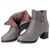 Winter Mother Cotton Shoes, Women's Short Boots, High-heeled Women's Boots, Mid-heel Plus Velvet Warm Cotton Boots