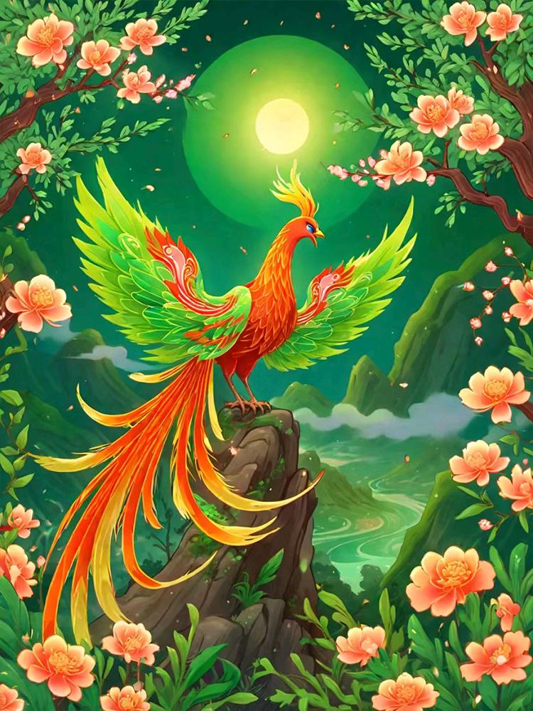 5d Diy Full Round Square Diamond Painting Phoenix Set Flower Animal Mosaic Embroidery Cross Embroidery Home Decoration Gift