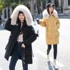 Women Winter Hooded Faux Fur Collar Big Pocket Midi Windproof Coat Puffer Jacket Cotton Padded Parkas Outwear Overcoat
