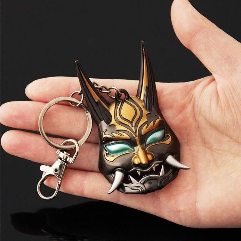 Genshin Impact Tartaglia Headwear Xiao Mask Cosplay Alloy Key Chains Pendant Toy Jewelry Gift Prop