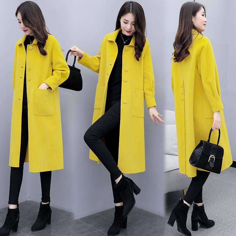 Women Coat Winter Woollen Blends Coats Autumn Winter Long Sleeve Casual Outwear Jackets Coat