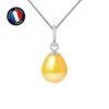 Pendant - - Genuine Cultured Pearl 7-8 Mm - White Gold - Silver Chain 42 Cm