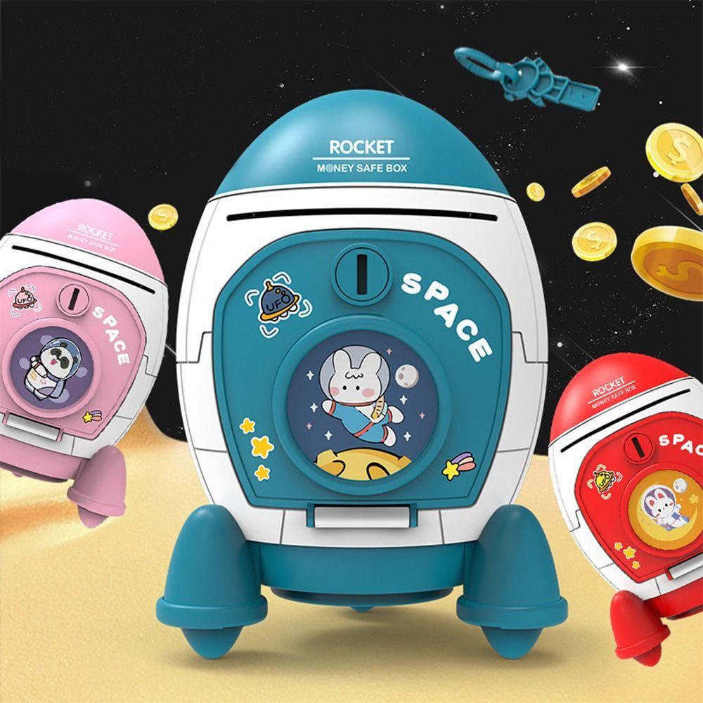 Cute Money Box Space Rocket Shape Coin Saving Box High Quality Piggy Bank Kids Gift Toy
