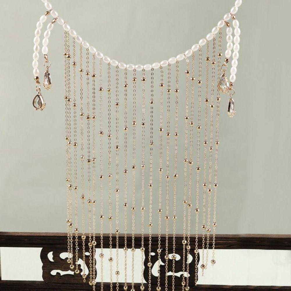 Pearl Hanfu Face Chain Tassel Mysterious Veil Personality Golden Fairy Mask Men