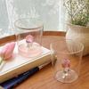 300ML Glass Water Cup with 3D Christmas Tree Rose Decoration For Daily Party Drinking Glasses Coffee Milk Mug Lover Gifts
