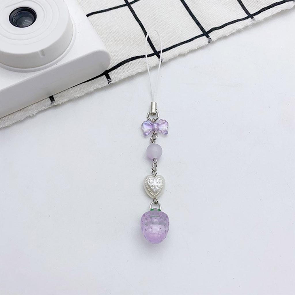 Simple Cherry Strawberry Phone Charm Straps Car Key Hangings Pendants Fashion Bag Decoration Lanyard Purse Accessories