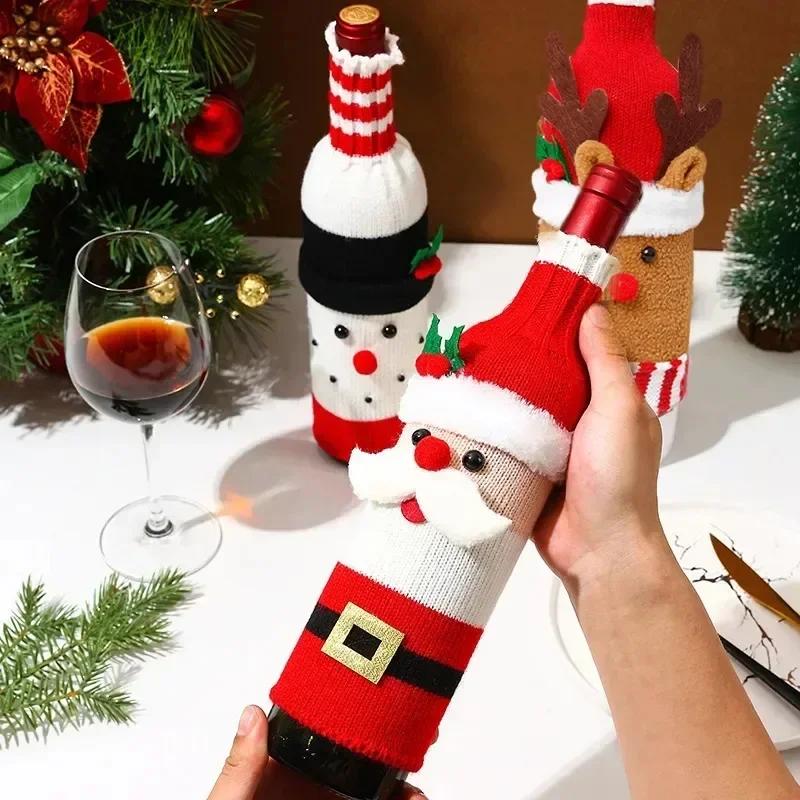 Creative Christmas Wine Bottle Set Snowman Santa Claus Elk Wine Bottles Cover Bags Xmas Party Dinner Table Decor New Year Gifts