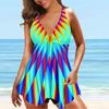 Women's Swimwear Tankini 2 Piece Swimsuit Colored Triangle Vacation Bathing Suits
