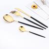 4Pcs Black Gold Cutlery Set Stainless Steel Dinnerware Set Gold Flatware Forks Knife Spoons Wedding Silverware Tableware Set