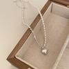 Silver Beaded Love Necklace For Women'S Girls Light Luxury Style Clavicle Chain Jewelry