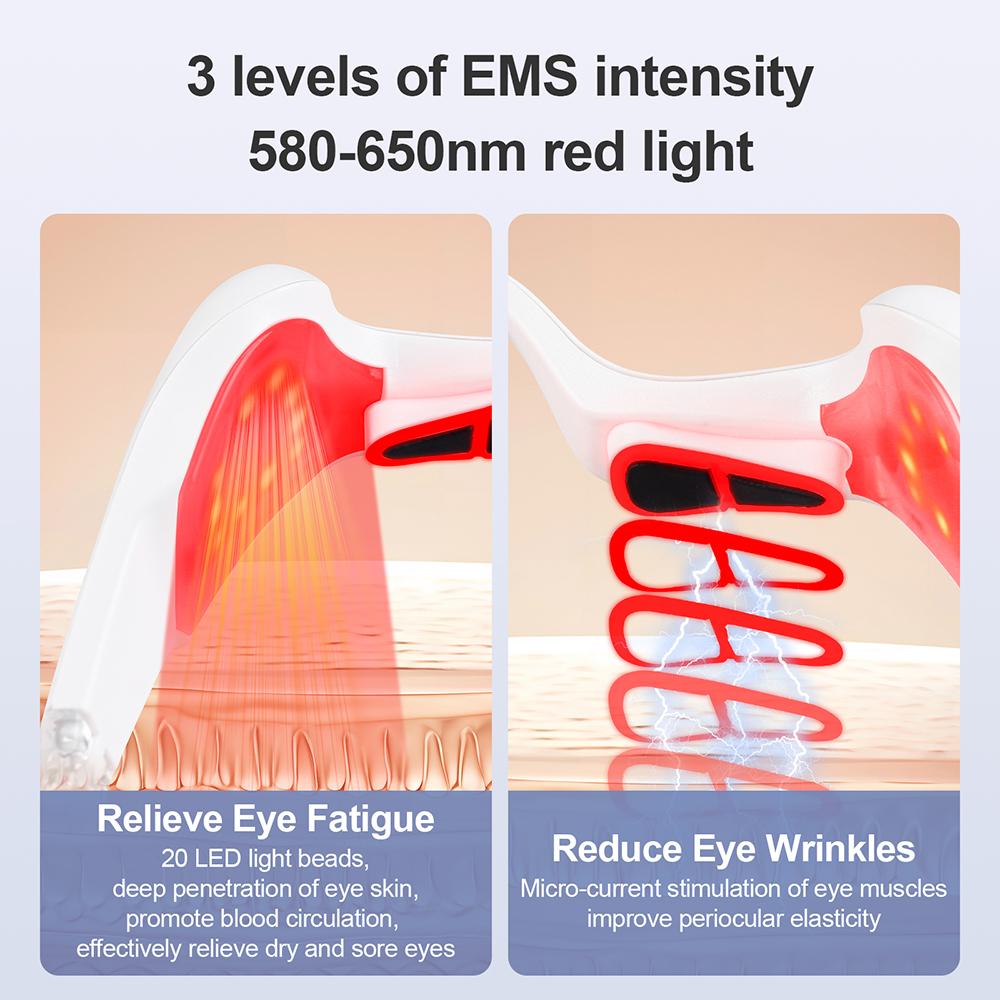 Electric Eye Massager Under-Eye Glasses Massager Eye Fatigue Relief Massager Red Light Relieves Eye Fatigue Eyes Massage Glasses