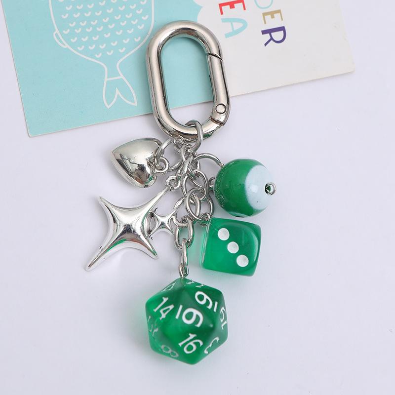 Dice Keychain Creative Star Manger Punk Style Keyrings for Women Bag Hanging Ornaments Accessories
