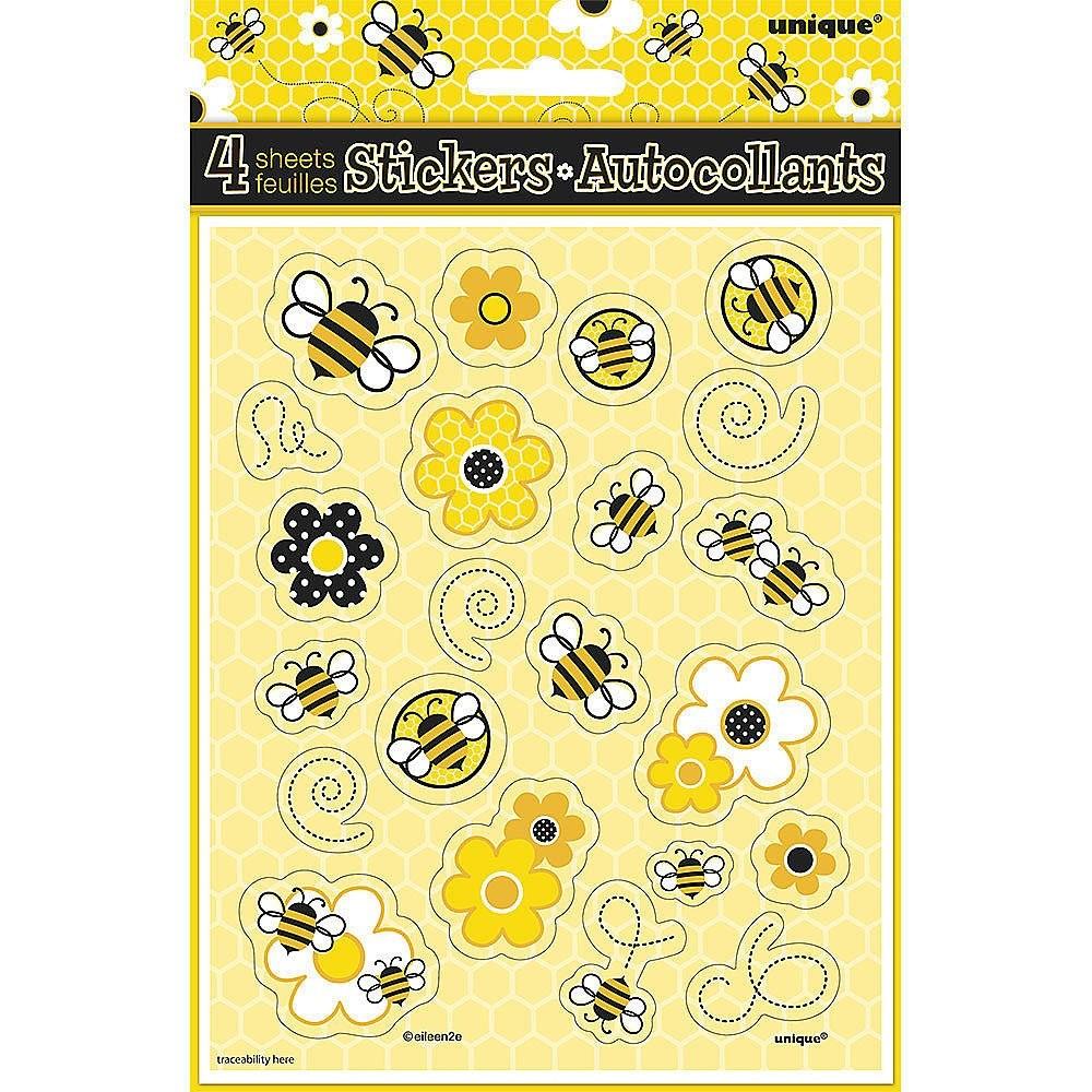 Unique Party Bees Sticker Sheet (Pack of 4)