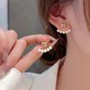 Elegant Metal Heart-Shaped Back Hanging Pearl Earrings Korean Fashion Jewelry For Woman Girls Accessories Wholesale