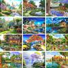 5D DIY Diamond Painting Landscape Full Round House Diamond Embroidery Rhinestone Art Picture Mosaic Home Decoration Gift
