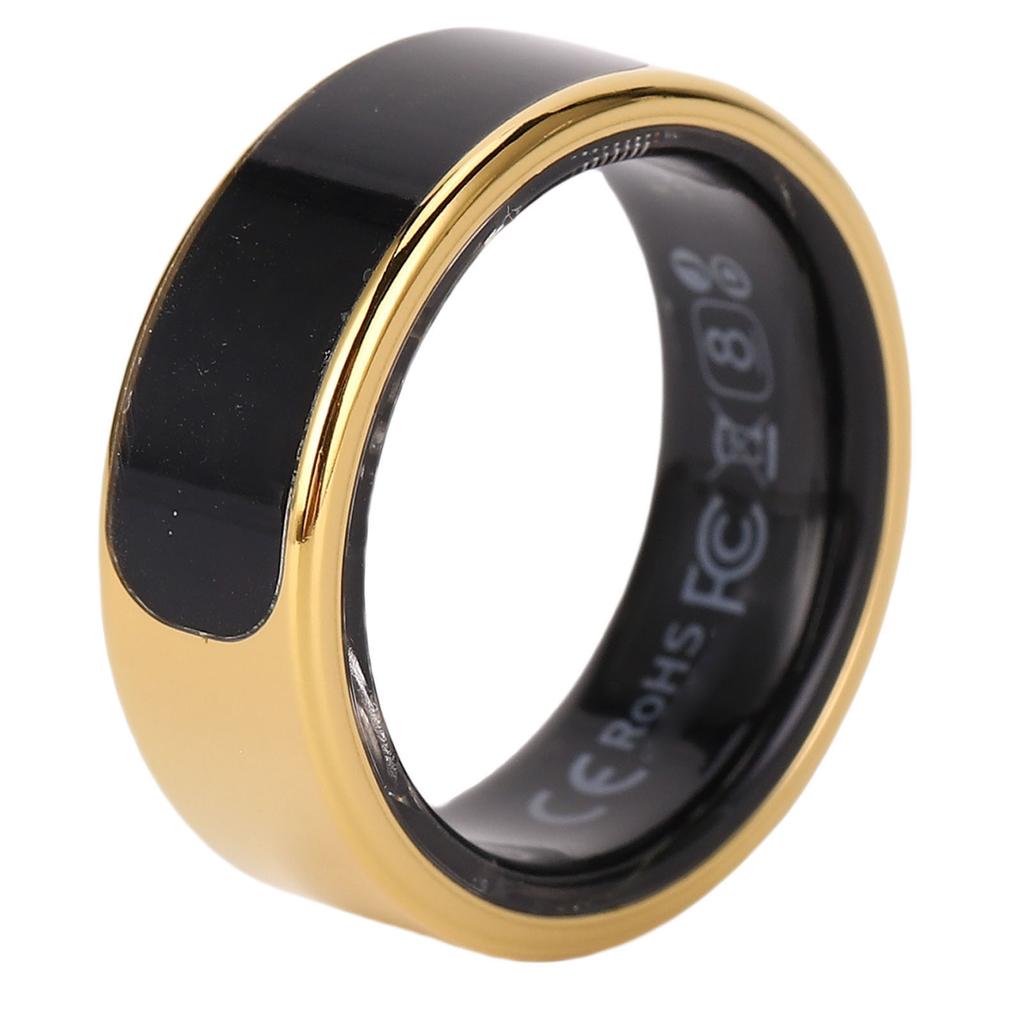 Smart Ring Gold Touch Display Screen Gesture Control IP68 Water Proof Sleep Activity Fitness Tracker Ring Size 8