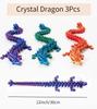 3D Printed Crystal Dragon 12In 3Pcs-Perfect Basket Essentials Stuffers, 3D Printed Flexible Articulated Dragon,Fidget Toys for Autism-Purple+Green+Red