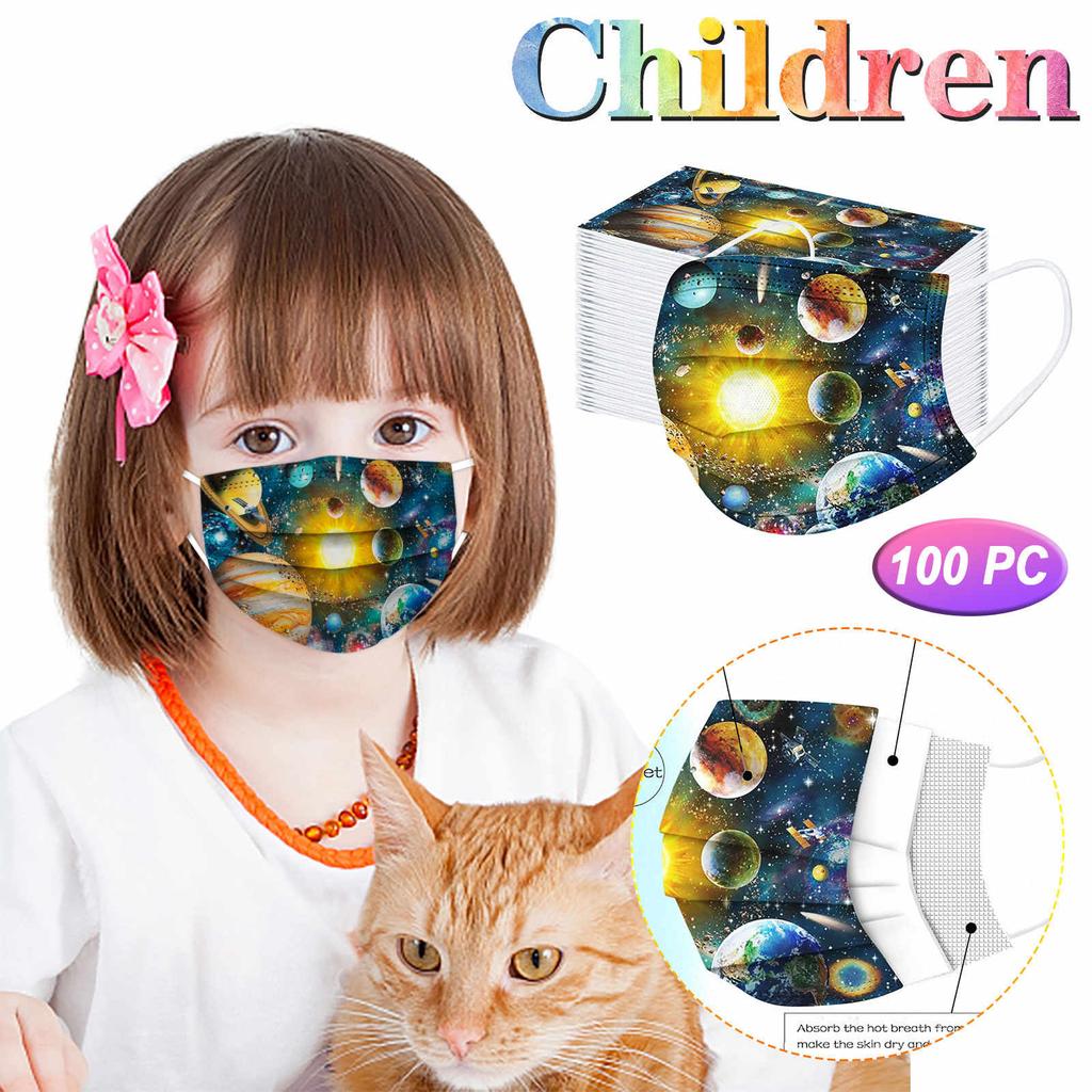 100PCS Children's Three-Layer Protective Dust-Proof Print Disposable Mask