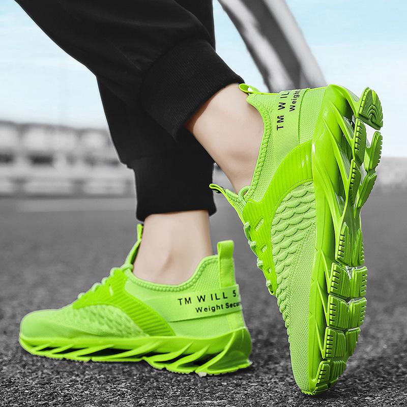 Spring/Autumn Men's Large Size Blade-soled Shoes Flying Weave Fitness Jogging Shoes