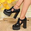 Women Pumps New Deep Mouth Bright Leather Mary Jane Shoes Women Platform Office Model High Heels Shoes Women Zapatos De Mujer